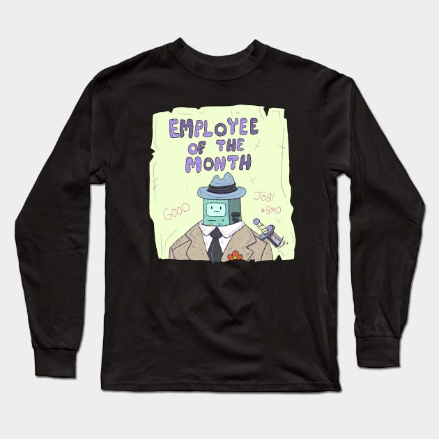 Adventure Time - BMO Employee of the Month Long Sleeve T-Shirt by surfinggiraffecomics